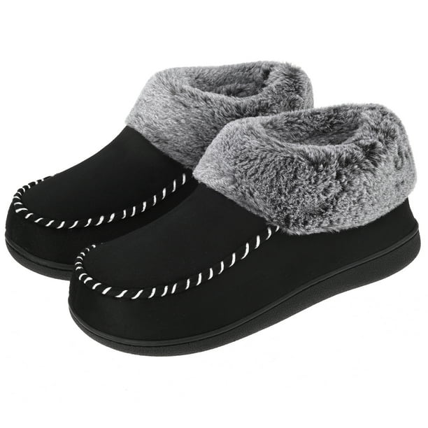 LADIES FAUX FUR LINED WINTER WARM HOUSE BOOTIE WOMENS INDOOR SLIPPERS SHOES SIZE